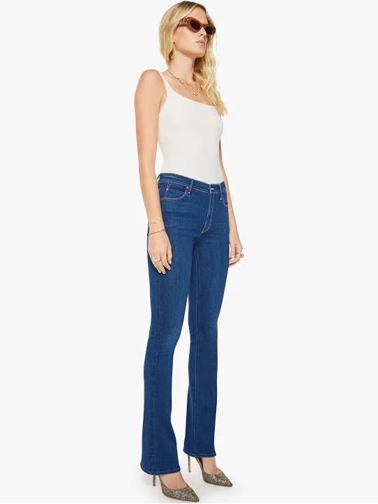Mother Runaway High Waist Flare Jeans In “Pinkies Up”